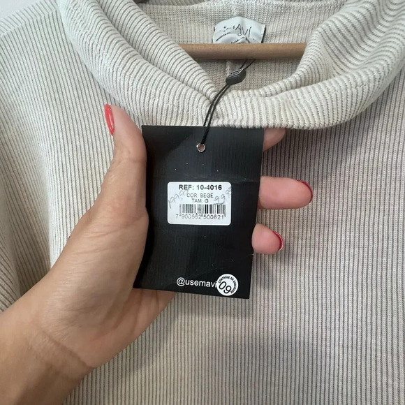 New Mavi Tunic Sweater Size Medium Beige Peekhole NWT - Picture 5 of 9